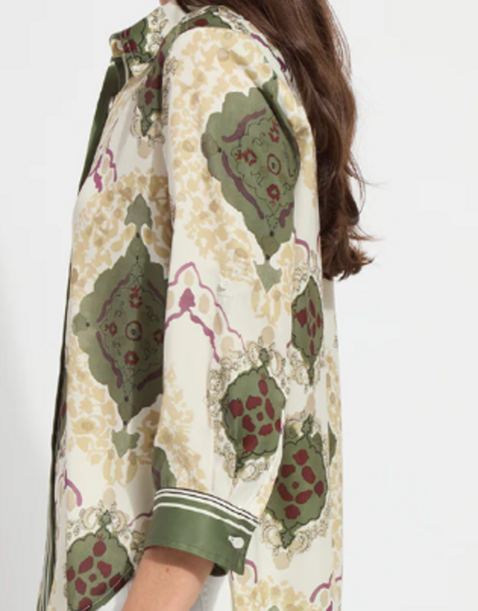 Lysse Lysse Ishani Print Button Up Roll Tab Sleeve Top
