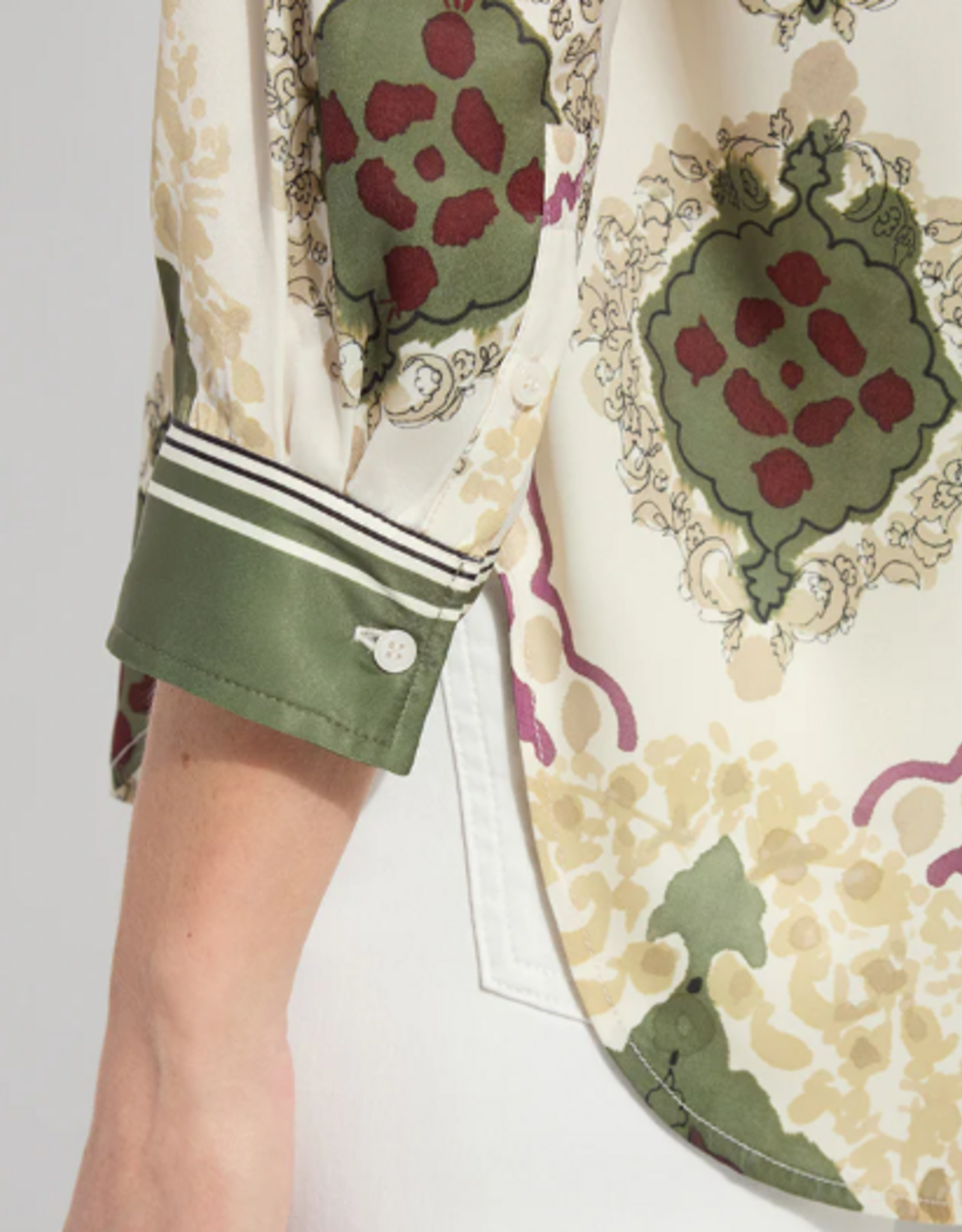 Lysse Lysse Ishani Print Button Up Roll Tab Sleeve Top