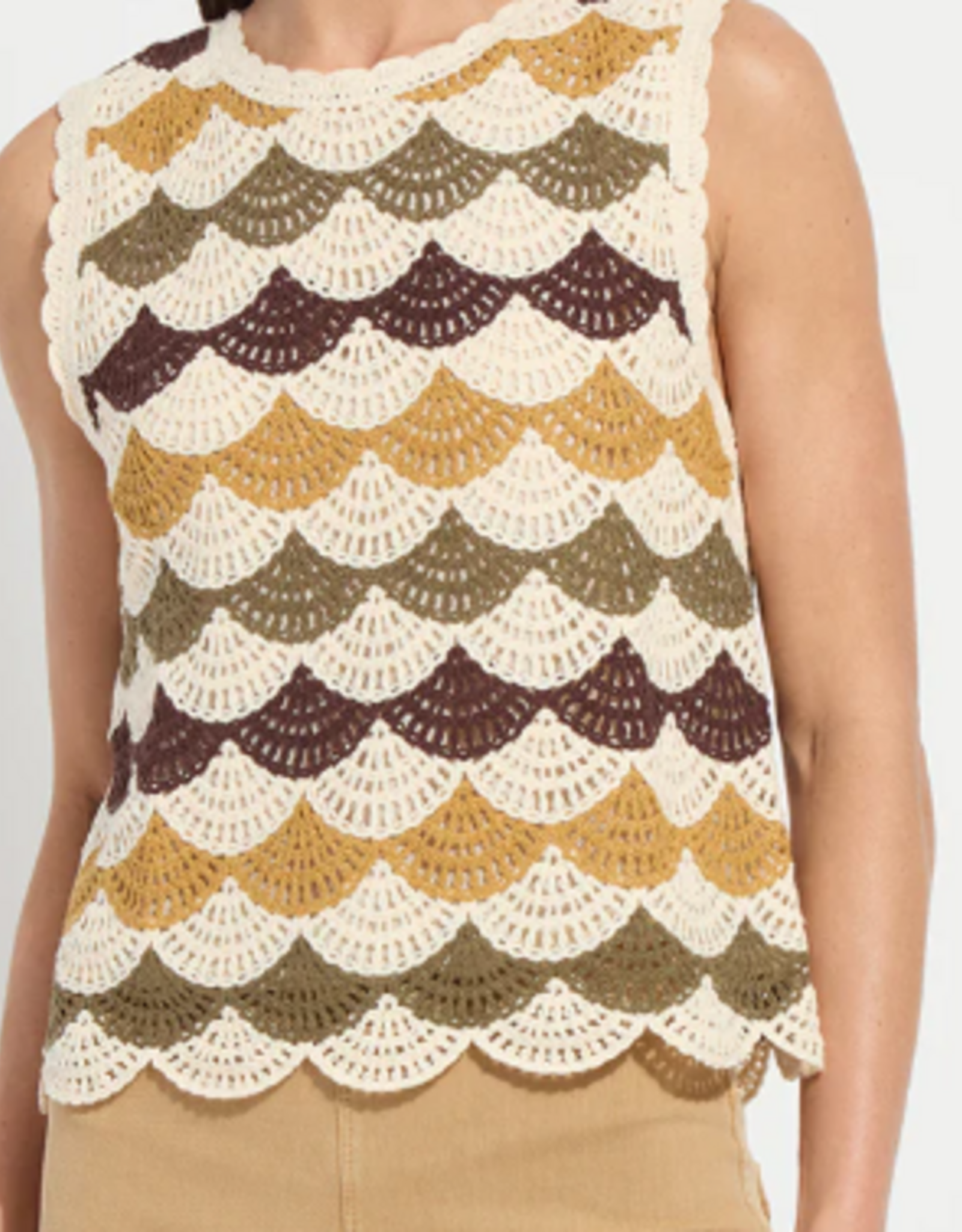 Lysse Lysse  Faye Crochet Multi Color Knit Sleeveless Top
