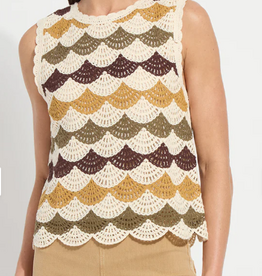 Lysse Lysse  Faye Crochet Multi Color Knit Shell Vest