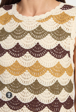 Lysse Lysse  Faye Crochet Multi Color Knit Sleeveless Top