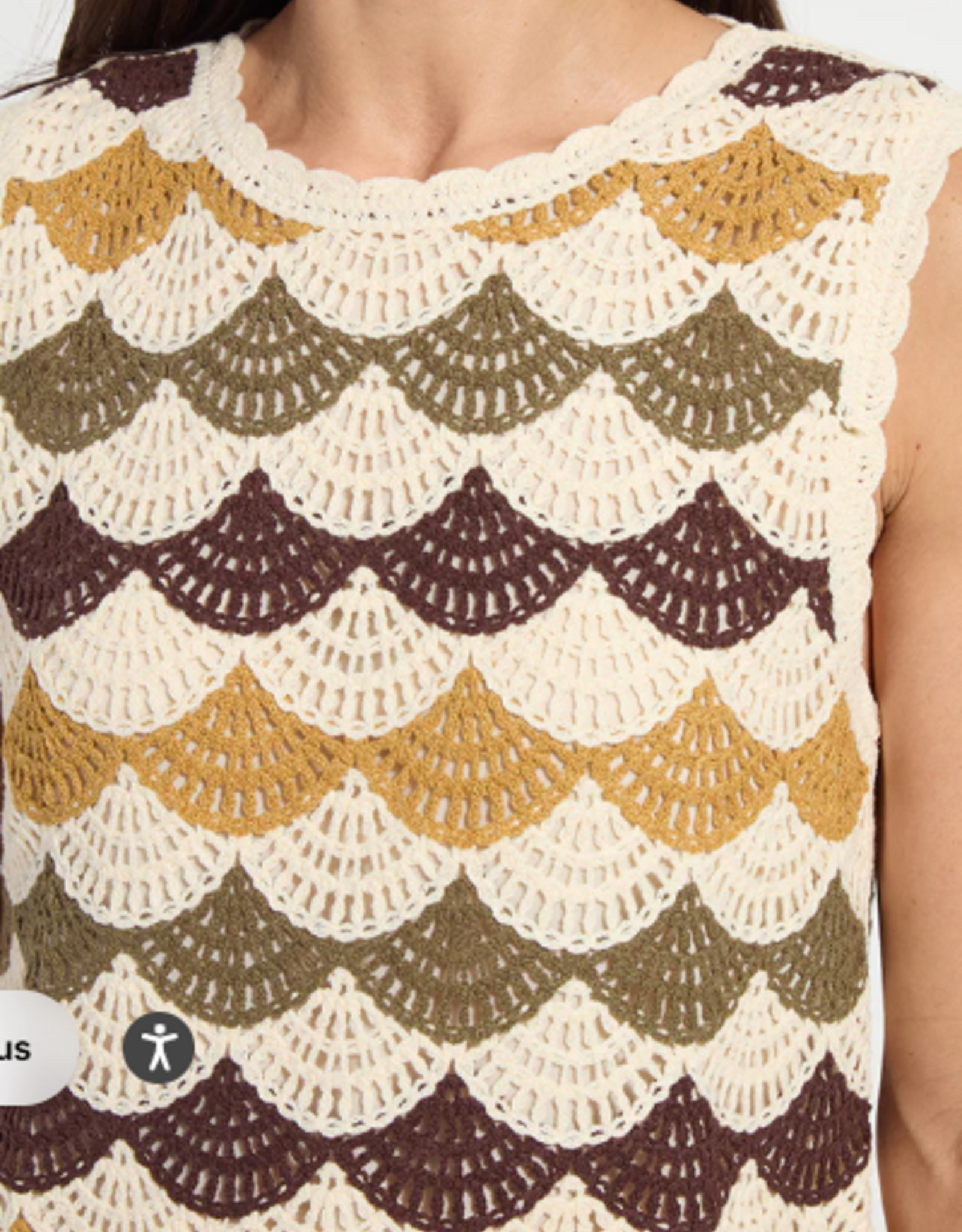 Lysse Lysse  Faye Crochet Multi Color Knit Sleeveless Top