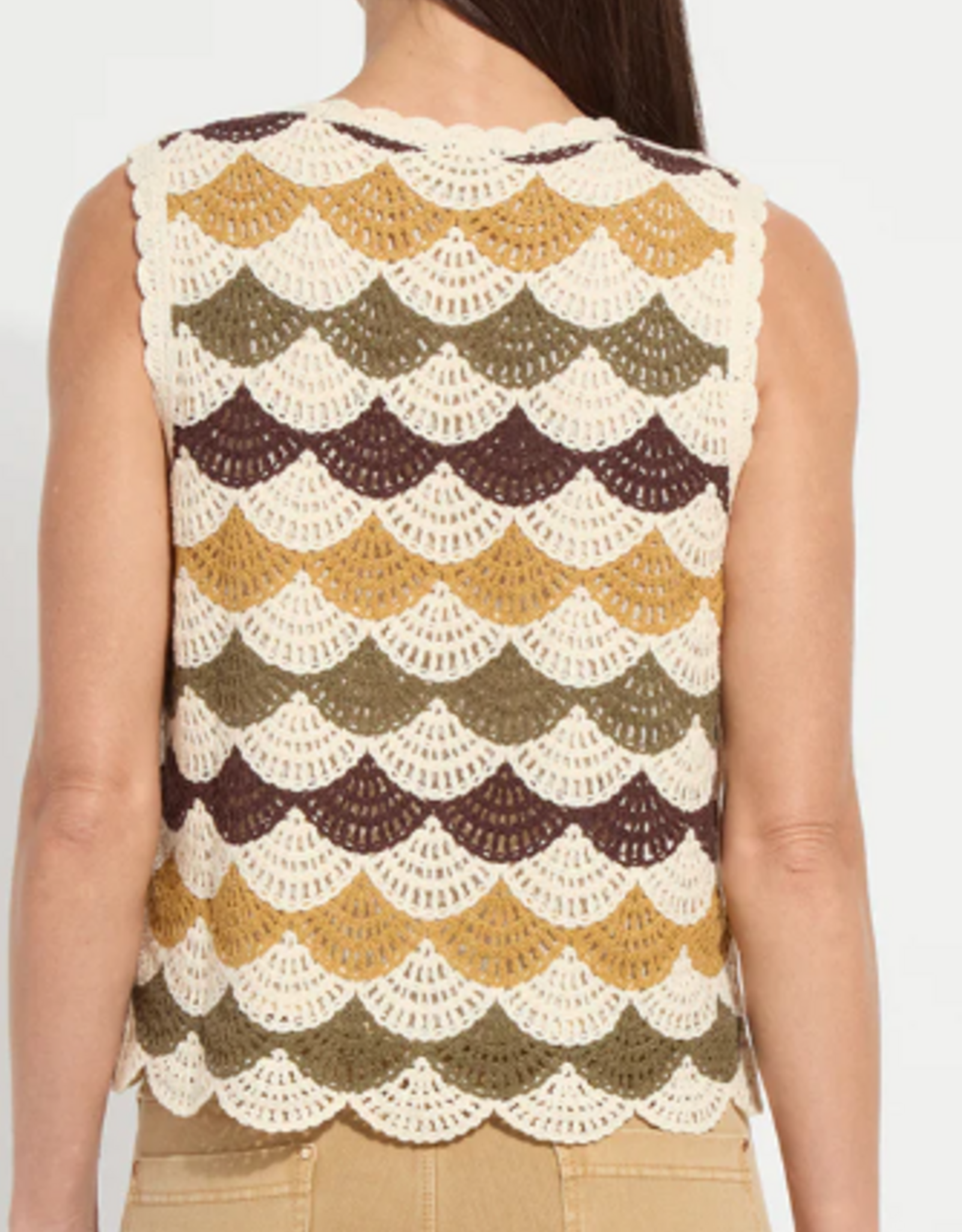 Lysse Lysse  Faye Crochet Multi Color Knit Sleeveless Top
