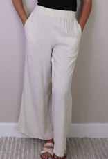 Papillon Papillon Beige Lineb Blend Pull On Elastic Waist Wide Leg Pant