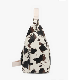 Jen and Co Jen & Co. Cow Print Nikki Vegan Sling Pack Bag