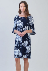 Clara Sun Woo Clara Sun Woo Navy Peony Blossom Print Tulip Cuff Back Tie Dress