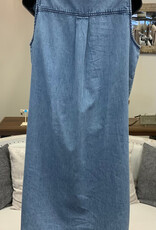 Papillon Papillon Light Wash Collar V-Neck  Round Hemline Denim Dress