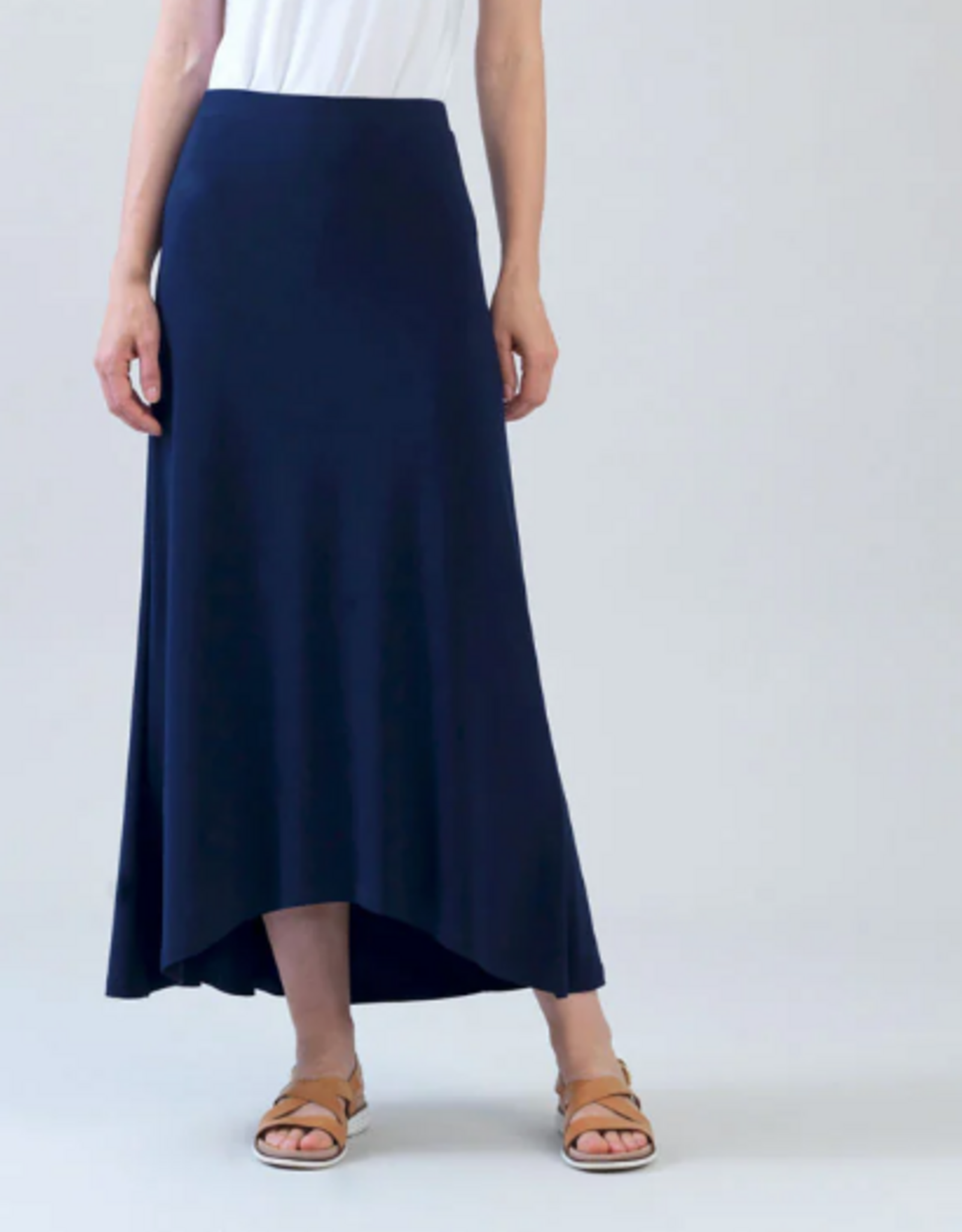 Clara Sun Woo Clara Sun Woo Navy Cascade Drape Hi-Low Maxi Skirt