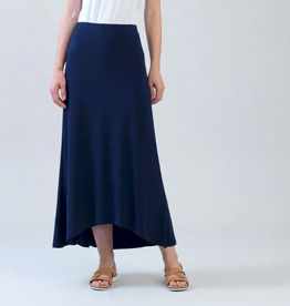 Clara Sun Woo Clara Sun Woo Navy Cascade Drape Hi-Low Maxi Skirt