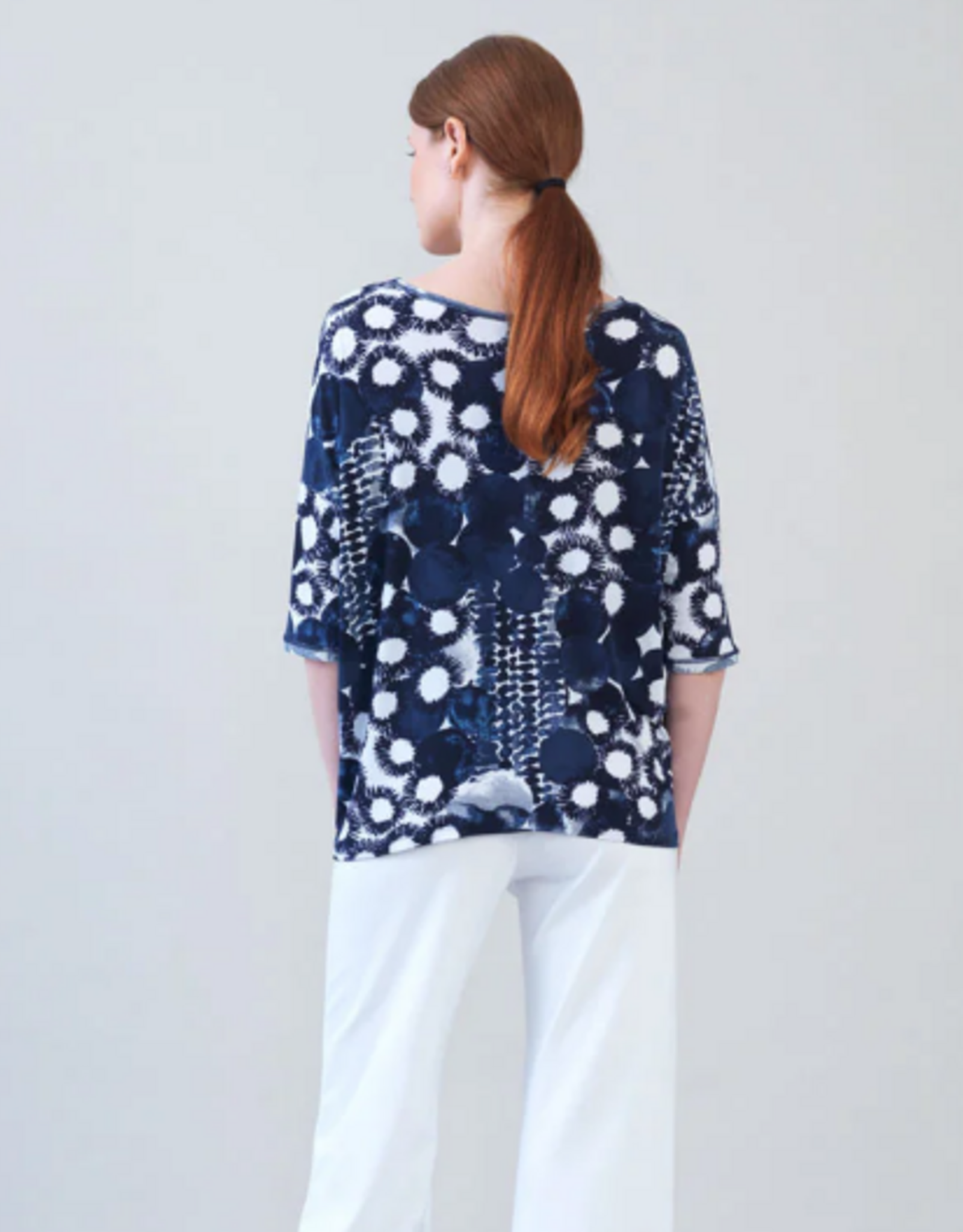 Clara Sun Woo Clara Sun Woo Navy  Circle Splatter Loose Cut Half Sleeve Top