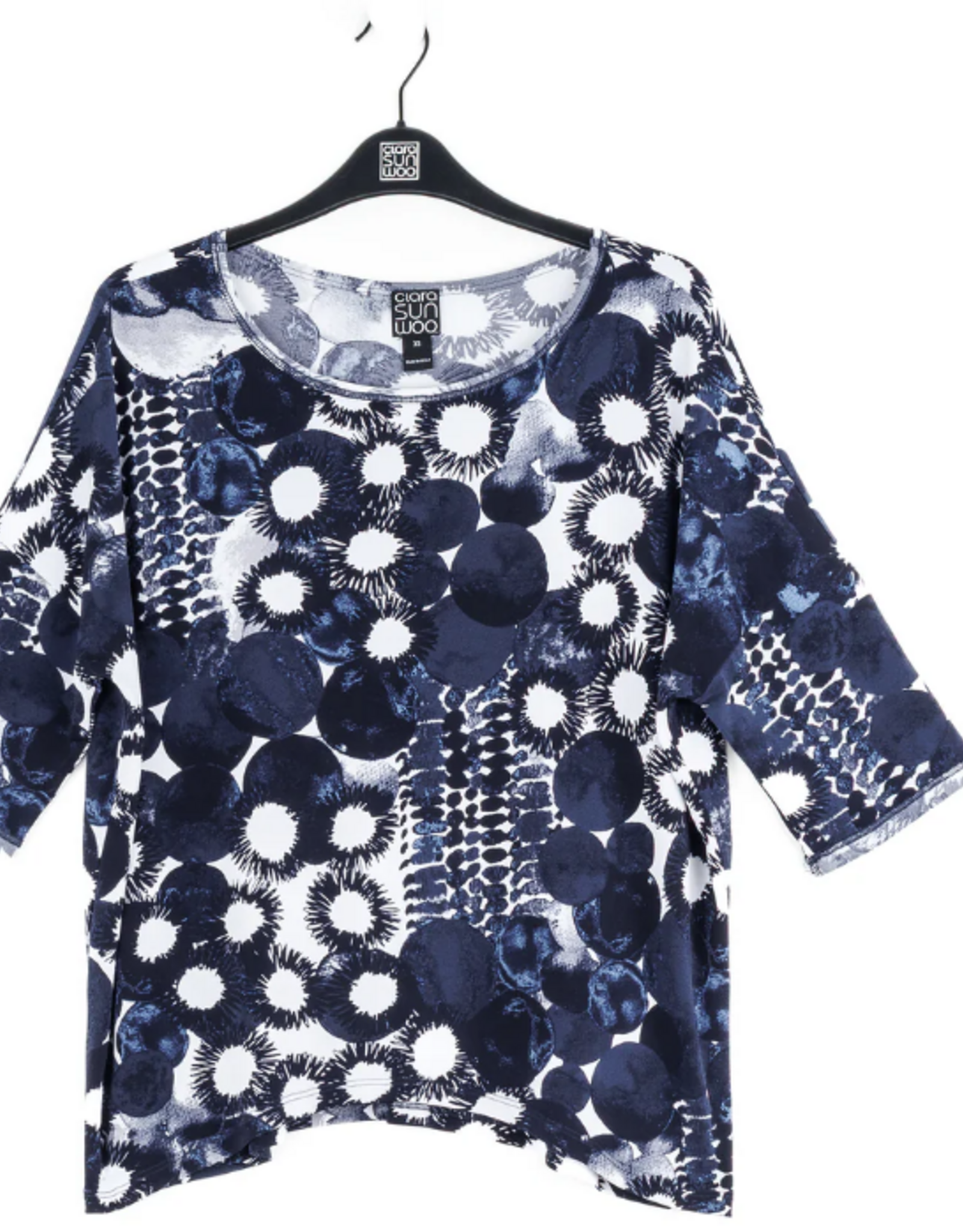 Clara Sun Woo Clara Sun Woo Navy  Circle Splatter Loose Cut Half Sleeve Top