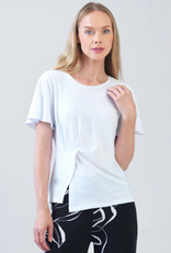 Clara Sun Woo Clara Sun Woo White Flounce Sleeve Stitch Overlay Top