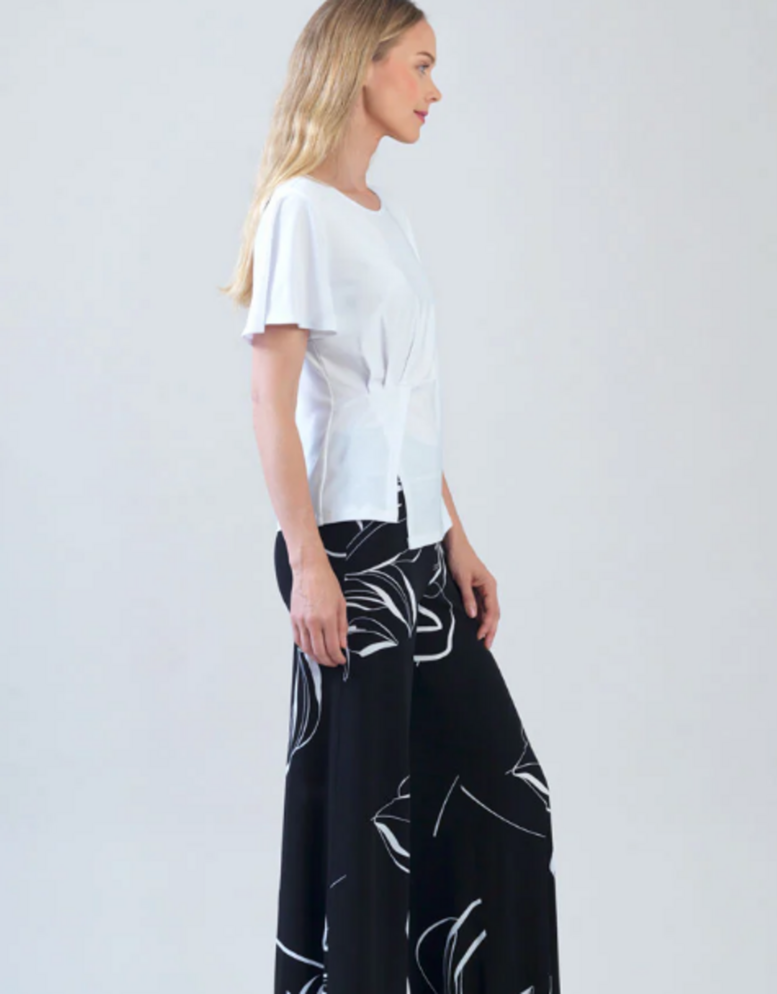 Clara Sun Woo Clara Sun Woo White Flounce Sleeve Stitch Overlay Top