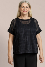 Sympli SYMPLI  Abstract Black Honeycomb Mesh  Short Sleeve Top