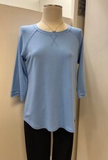 Pure Essence PURE essence Ox Blue  Round Neck 3/4 Sleeve Rounded Hemline Top