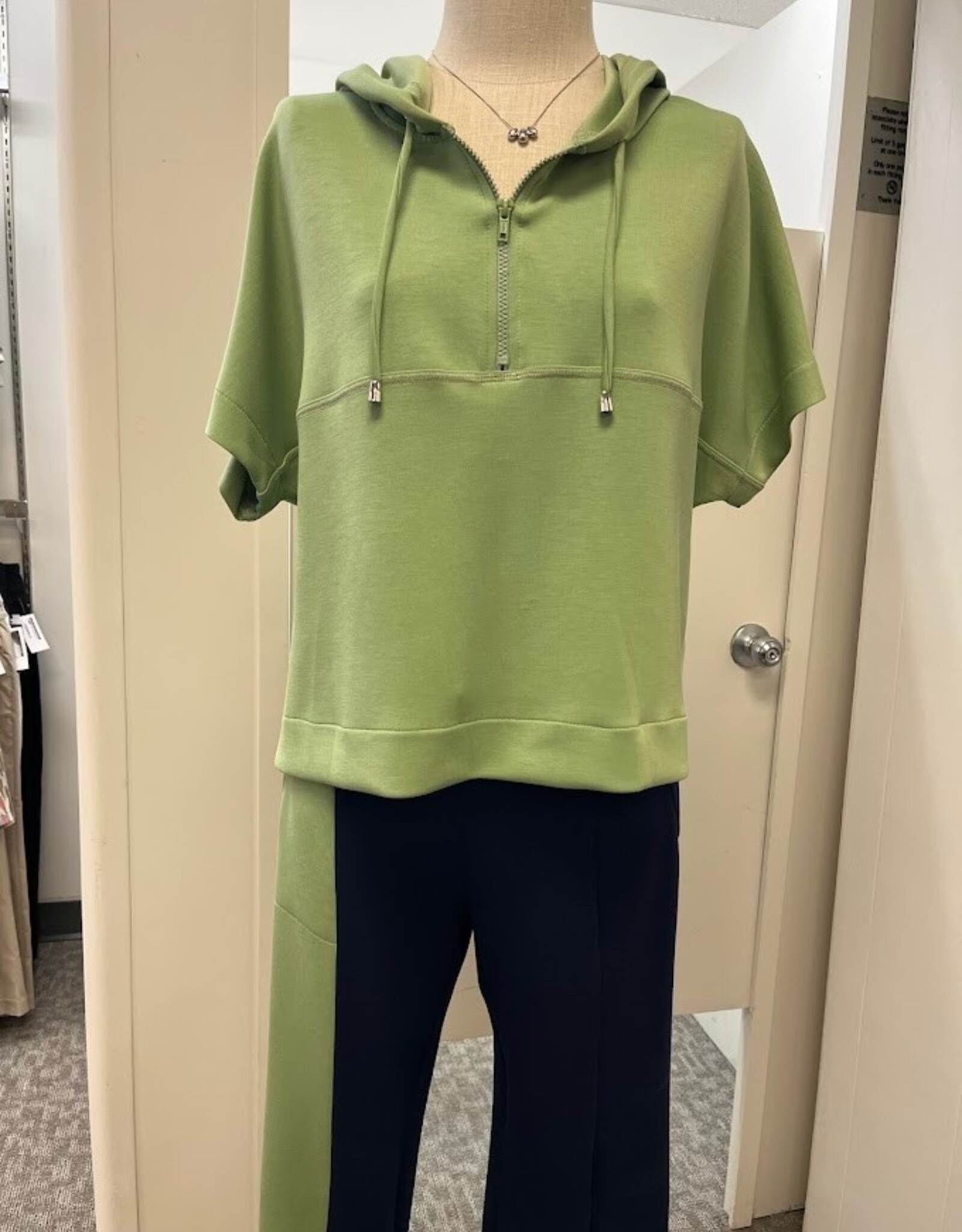 Pure Essence PURE essence 2401 Navy/Sage Pull On Elastic Waist Scuba Fabric Pant