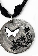Anju / G A Designs Inc Anju N1282 Pewter Necklace - Butterfly with Flowers