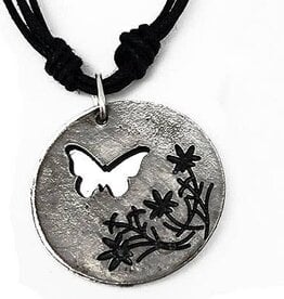 Anju / G A Designs Inc Anju Pewter Necklace - Butterfly with Flowers