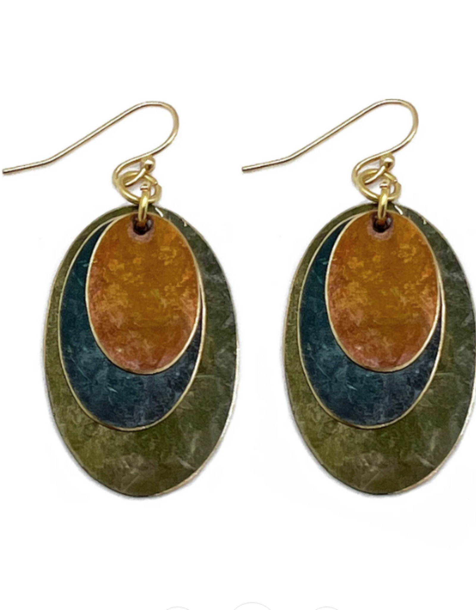 Anju / G A Designs Inc Anju EP806 Brass Patina Earthy Ovals Earrings