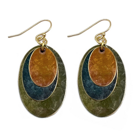 Anju / G A Designs Inc Anju Brass Patina Earthy Ovals Earrings