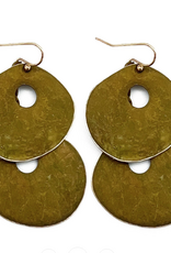 Anju / G A Designs Inc Anju EP808 Brass Patina Round Earthy Greens Earrings