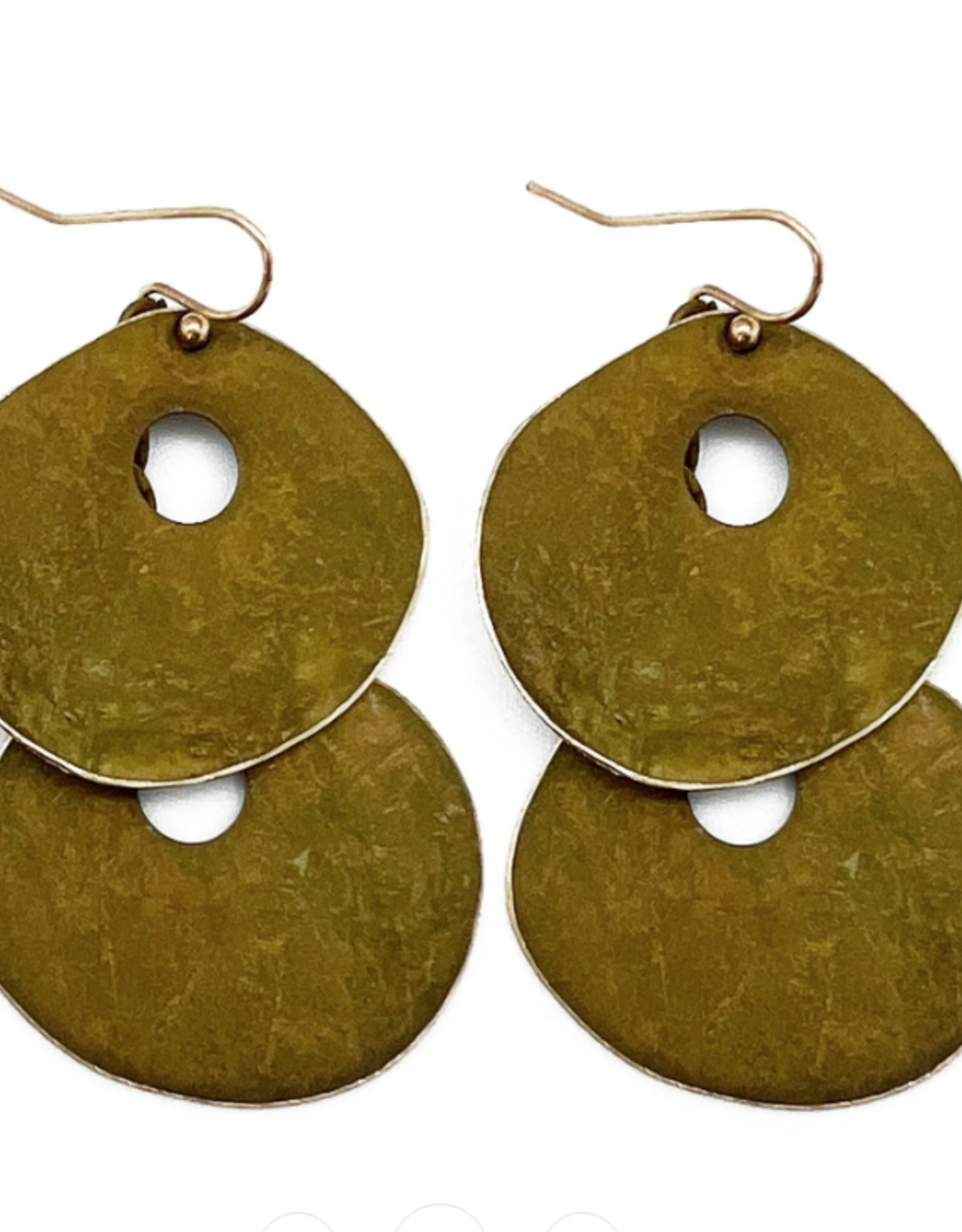 Anju / G A Designs Inc Anju EP808 Brass Patina Round Earthy Greens Earrings