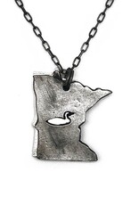 Anju / G A Designs Inc Anju N71MN Pewter Minnesota w/Loon Necklace