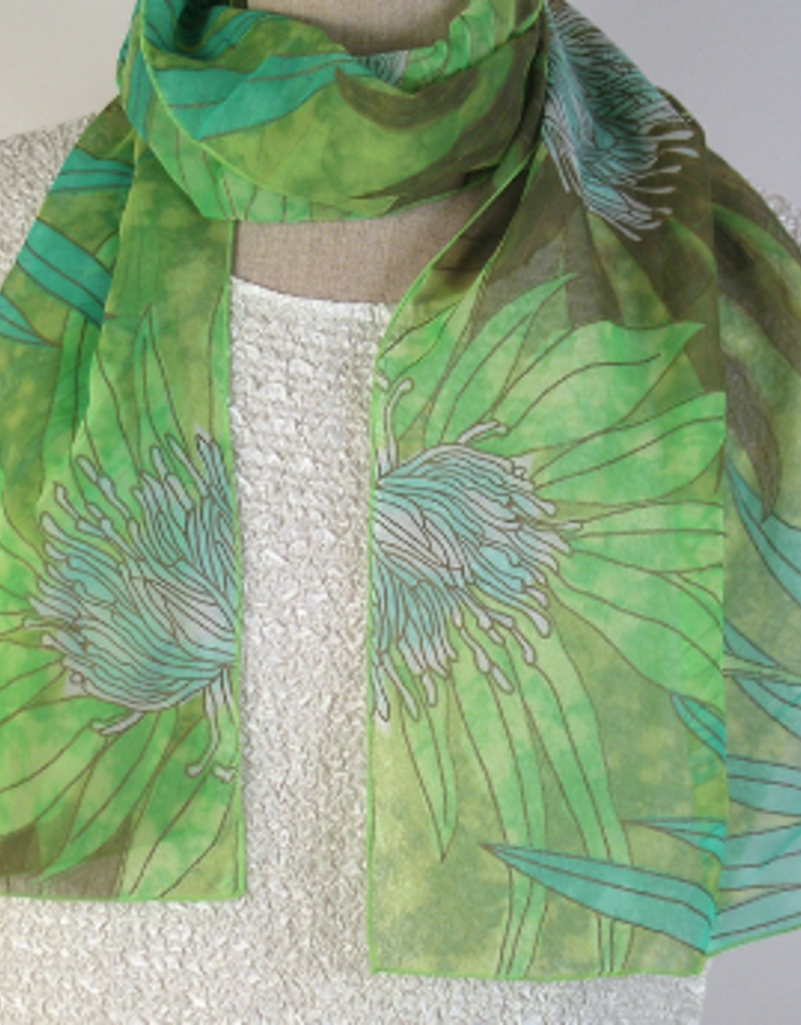 Mademoiselle Inc Mademoiselle M60-590  Floral w/Gold Outline Scarf