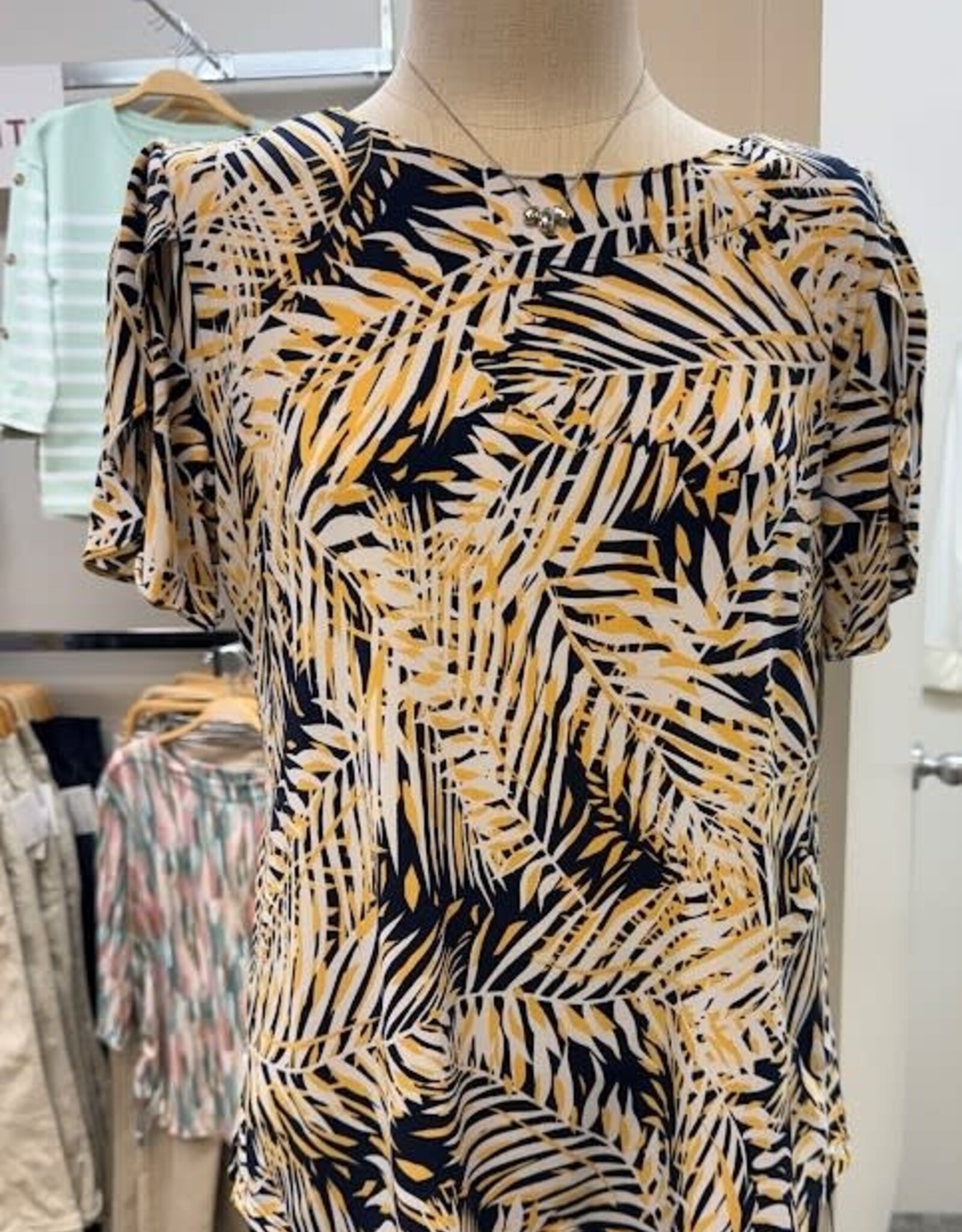 N Touch N Touch Navy/Yellow  Inhabit Joy  Print S/S Top