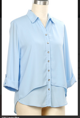 N Touch N Touch Elyse Layered Detail 3/4 Sleeve Button Up Top