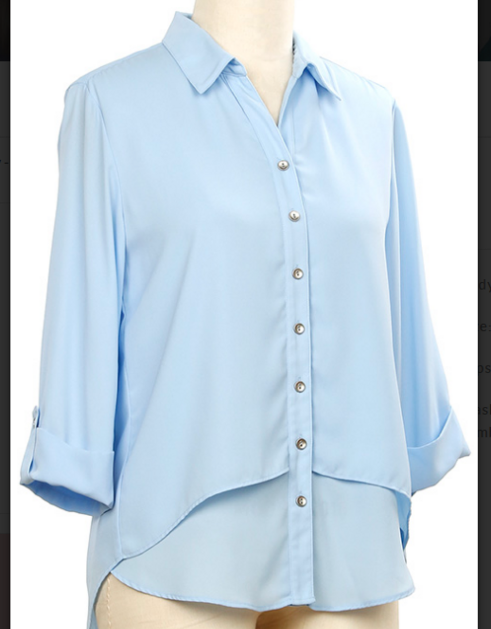 N Touch N Touch Elyse Layered Detail 3/4 Sleeve Button Up Top