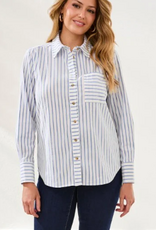 Tribal Tribal Turkish Sea  Striped  Seersucker L/S Button Up Top