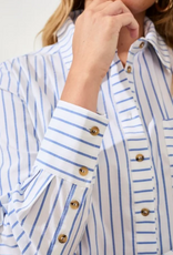 Tribal Tribal Turkish Sea  Striped  Seersucker L/S Button Up Top