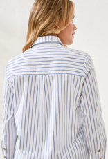 Tribal Tribal Turkish Sea  Striped  Seersucker L/S Button Up Top