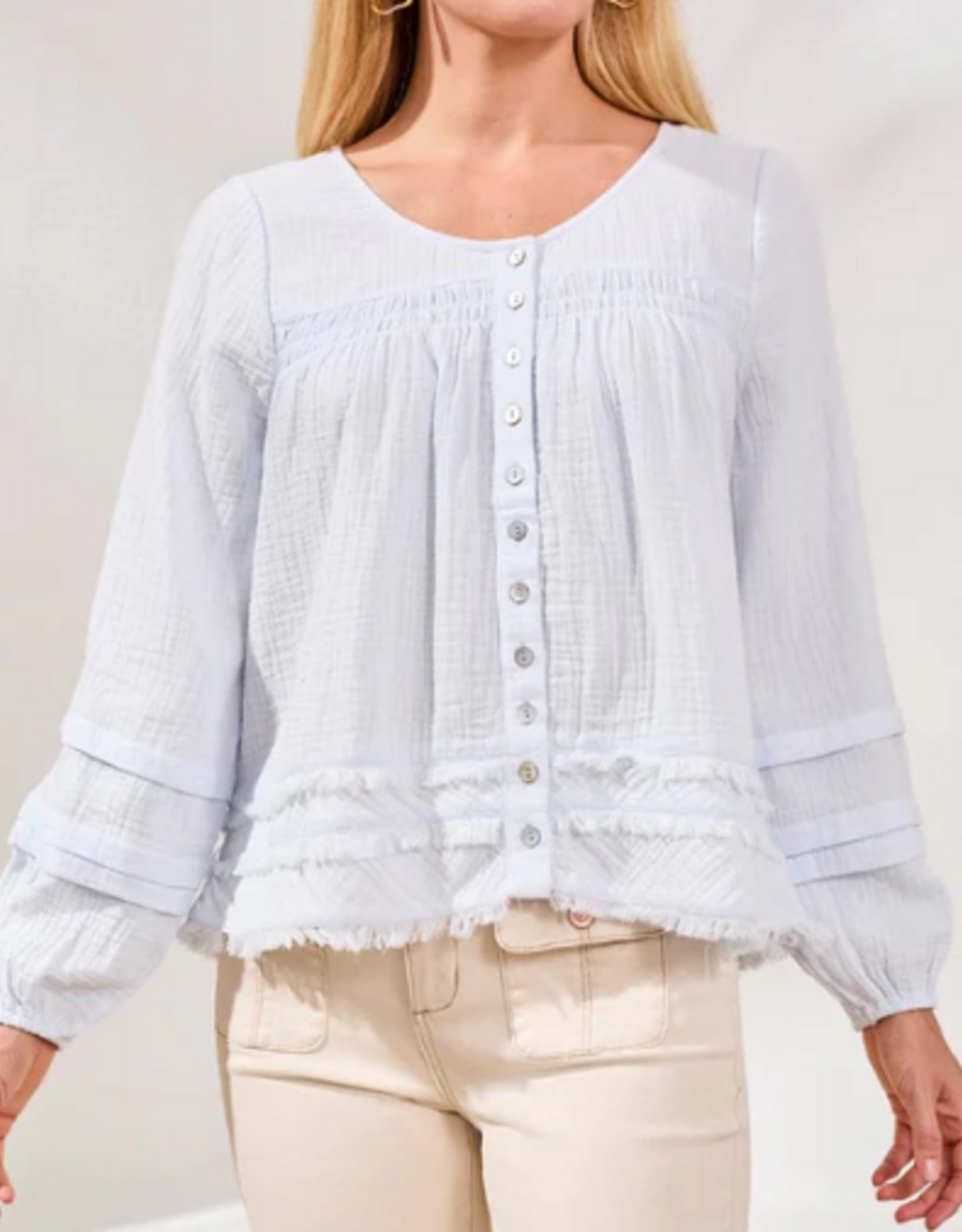 Tribal Tribal Saltwater Crinkled Gauze Fabric  L/S Top