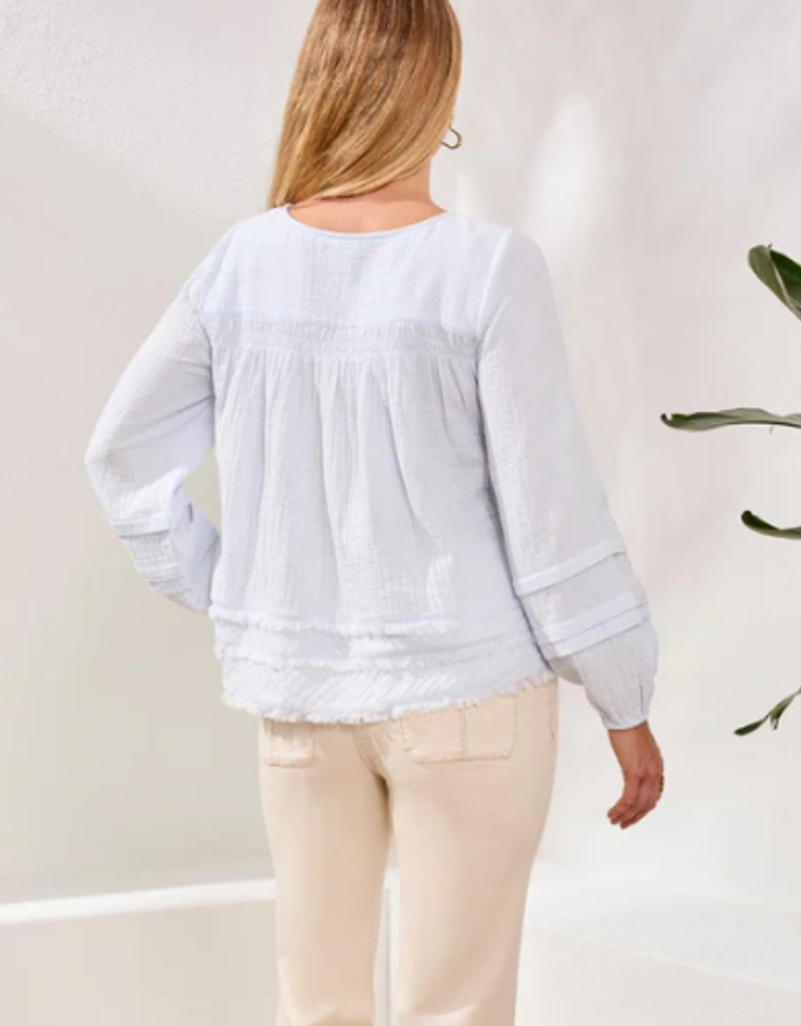 Tribal Tribal Saltwater Crinkled Gauze Fabric  L/S Top