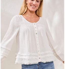 Tribal TribalOcean Pearl Crinkled Gauze Fabric  L/S Top