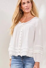 Tribal Tribal Ocean Pearl Crinkled Gauze Fabric  L/S Top