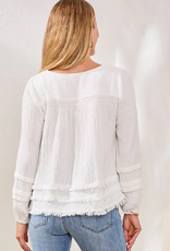 Tribal Tribal Ocean Pearl Crinkled Gauze Fabric  L/S Top