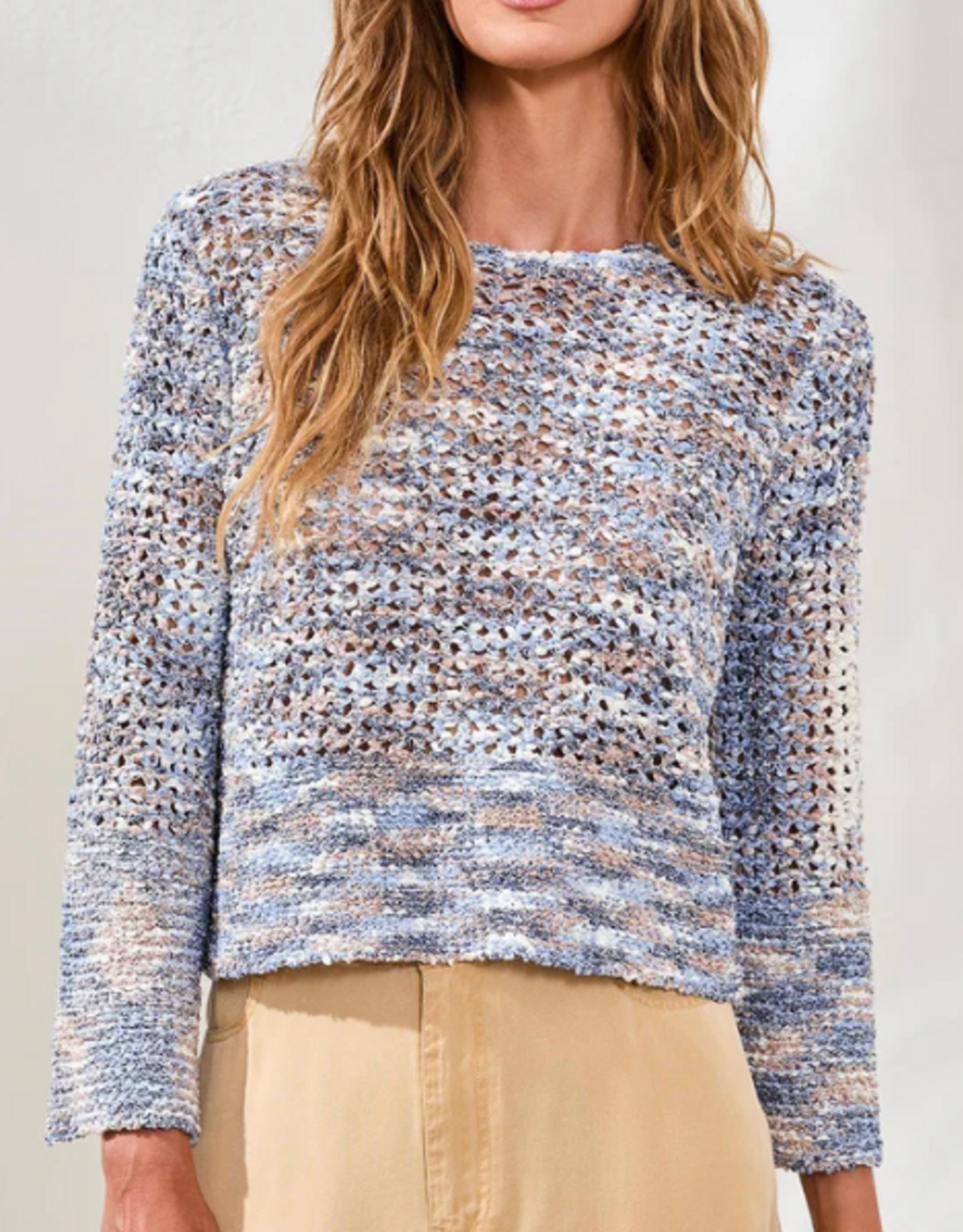 Tribal Tribal Saltwater Open-Stitch Knit Sweater