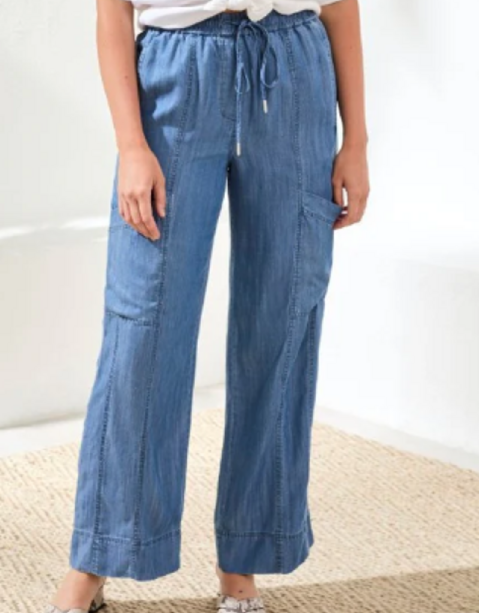 Tribal Tribal Seaside Blue Light Weight Cargo Denim Jogger