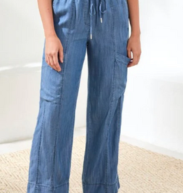 Tribal Tribal Seaside Blue Light Weight Cargo Denim Jogger