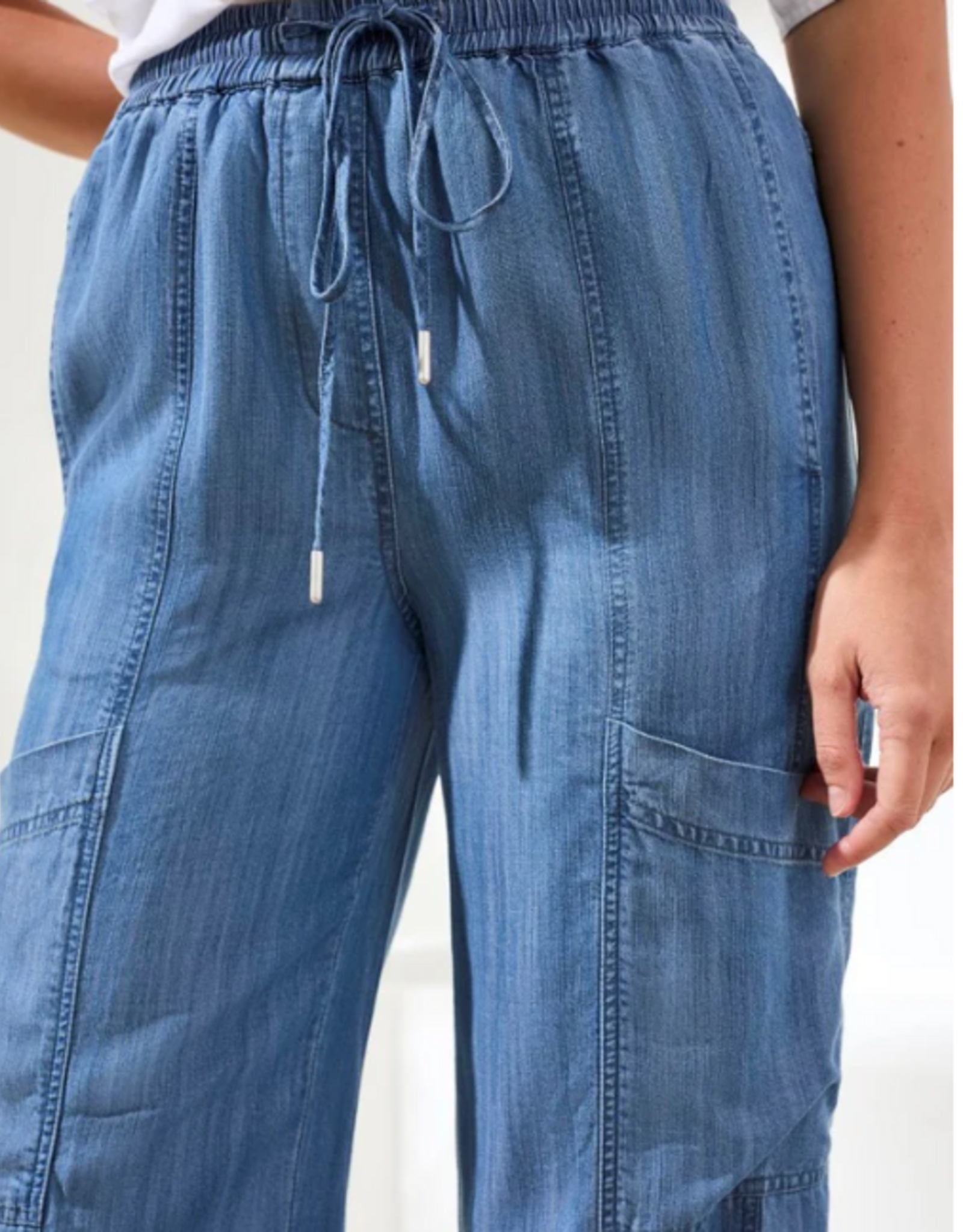 Tribal Tribal Seaside Blue Light Weight Cargo Denim Jogger