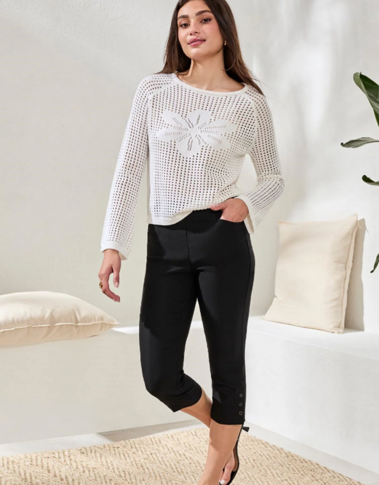 Tribal Tribal 3012O Black Flatten It Capri w/Snap