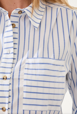 Tribal Tribal Turkish Sea  Striped  Seersucker L/S Button Up Top