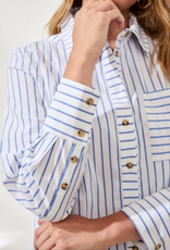 Tribal Tribal Turkish Sea  Striped  Seersucker L/S Button Up Top