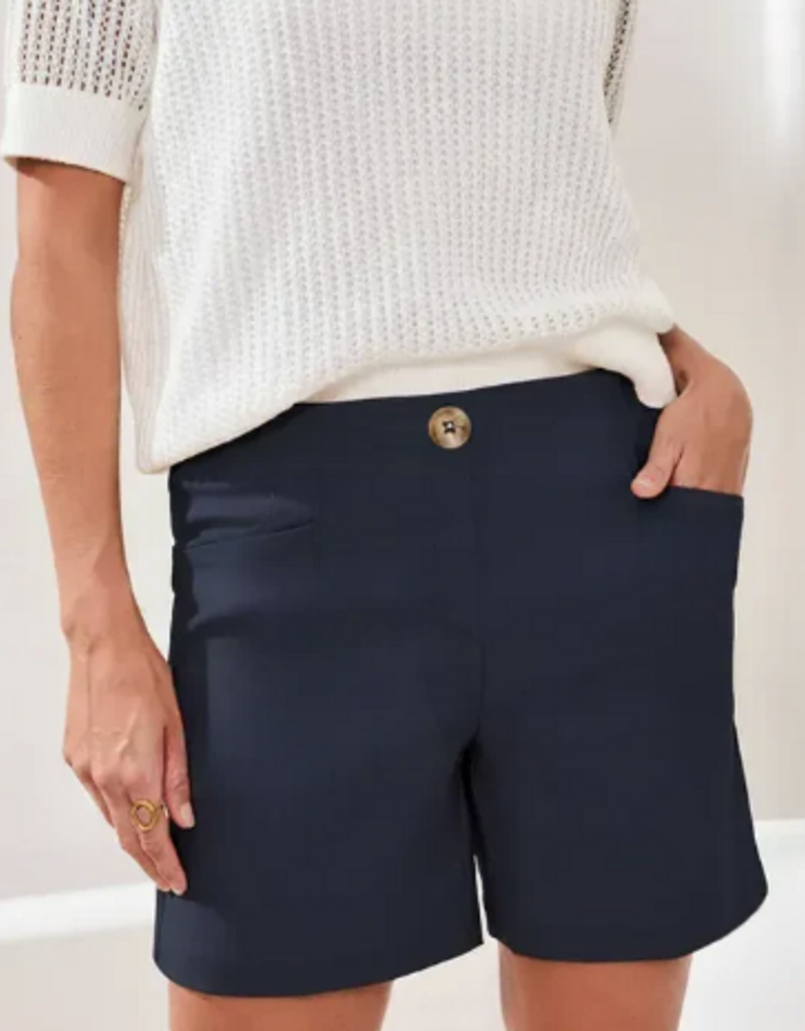 Tribal Tribal Jet Blue Flatten It® Button-Front Pull-On Shorts