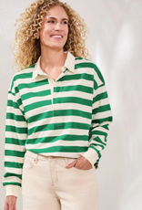 Tribal Tribal Mojito Rugby Green/Cream Stripe L/S Top