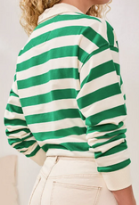 Tribal Tribal Mojito Rugby Green/Cream Stripe L/S Top