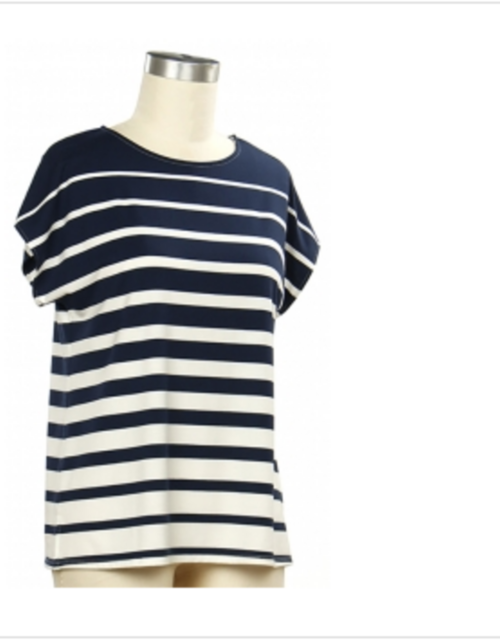 N Touch N Touch Phantom Ink White Round Neck S/S Petite Top